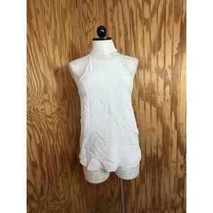 Club Monaco Womens High Neck White SILK Sleeveless Tank Blouse Draped Size XS